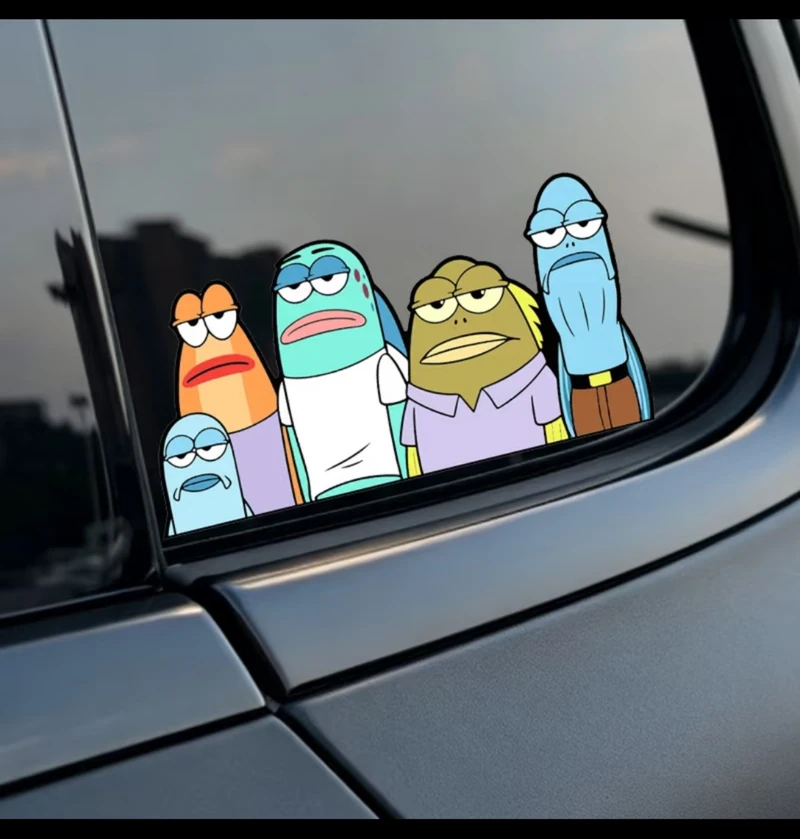 Cartoon fish-group window decal