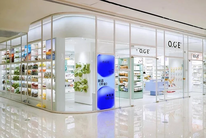 O.C.E. glass storefront with the full logo visible