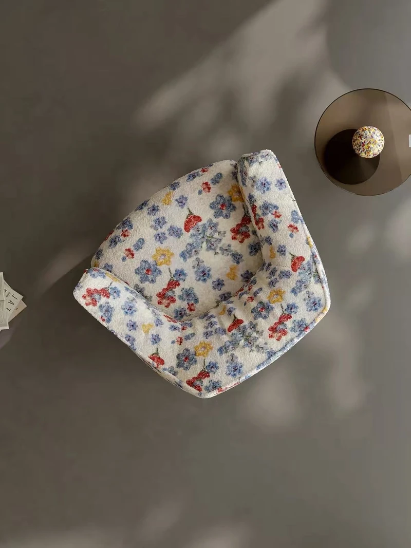 Floral lounge chair viewed from above