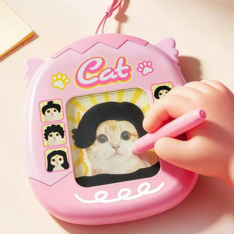 Pink cat magnetic hairstyle board with its magnetic pen