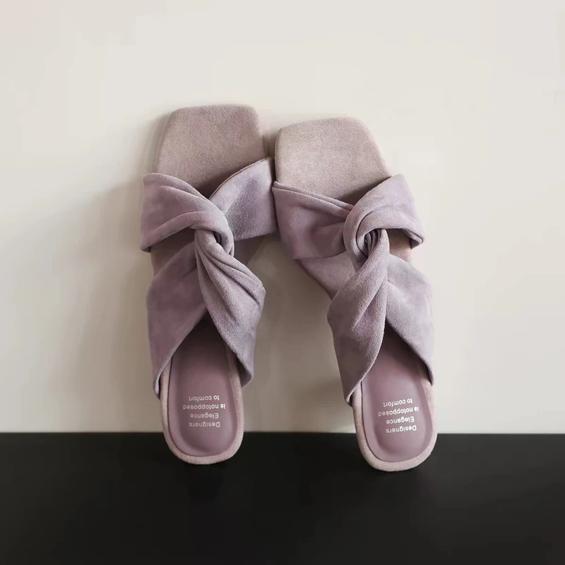Purple suede mules